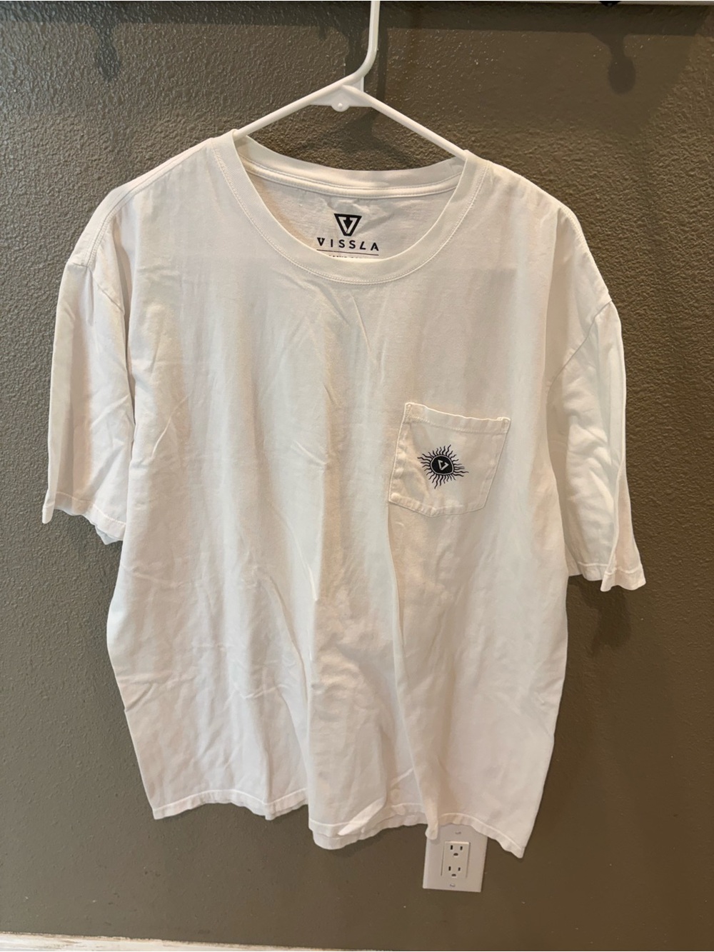 VISSLA White Short-Sleeve Pocket Tee with Sunburst Logo